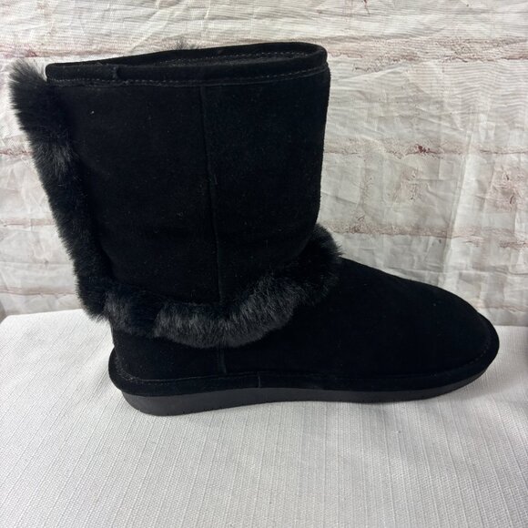 Bearpaw Women's 9 Black Suede Faux Fur Insulated Ashleigh Winter Boots - Picture 9 of 11
